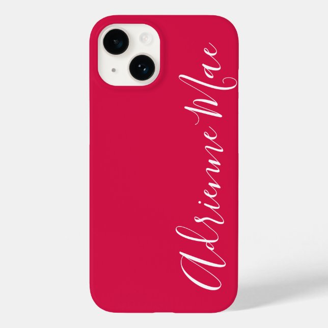 Coques Case-Mate iPhone Rose de script personnalisé rouge (Verso)