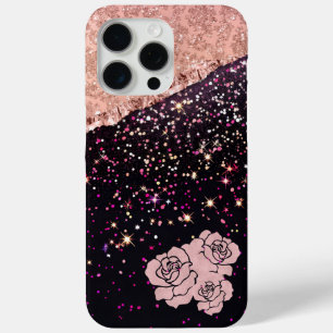 Coque Case-Mate iPhone Rose de verre Parties scintillant noire Roses