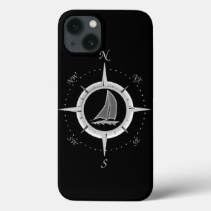 Etui iPhone 13 Rose de voilier et de boussole