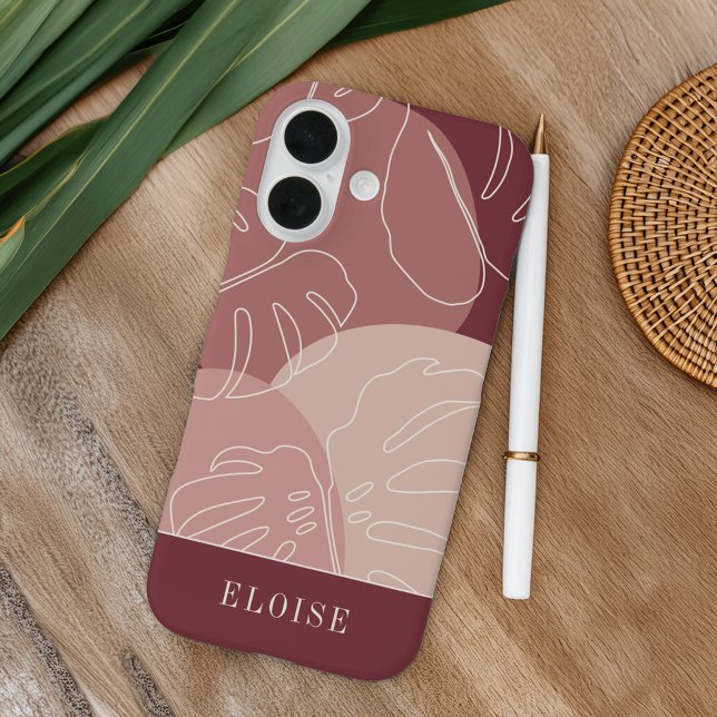Coques Case-Mate iPhone Rose du désert Boho Tropical Monstera Leaf (Créateur téléchargé)