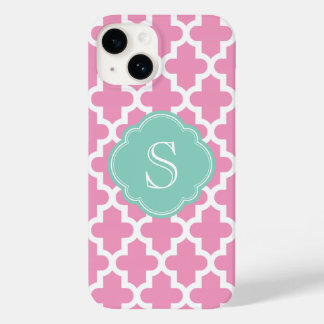 Coque Case-Mate iPhone Rose et Aqua Moderne Marocain Personnalisé Monogra
