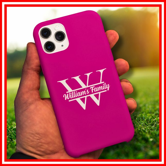 Coques Case-Mate iPhone Rose et Blanc | Monogramme de nom de famille simpl (Créateur téléchargé)