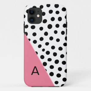 Coque Case-Mate Pour iPhone Rose et monogramme repéré par noir