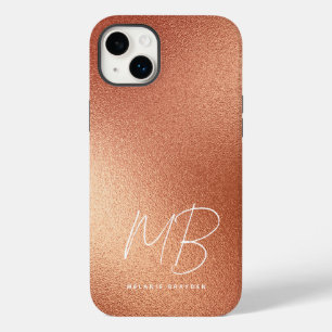 Coque Case-Mate iPhone Rose Faux Gold Foil Minimaliste de deux monogramme