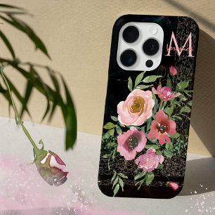 Coque Case-Mate iPhone Rose Floral noir