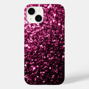 Coque Pour iPhone 14 Rose foncé faux brillant paillettes scintille