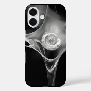 COQUE POUR iPhone 16 ROSE FRACTAL BLANC EN NOIR
