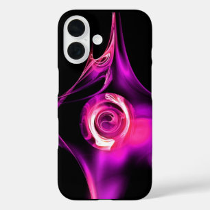 Coque Pour iPhone 16 Rose FRACTAL BLANC PURPLE ROSE