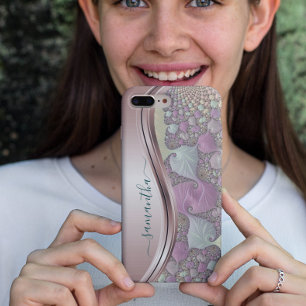 Case-Mate iPhone Case Rose fractal moderne Gold Nom manuscrit