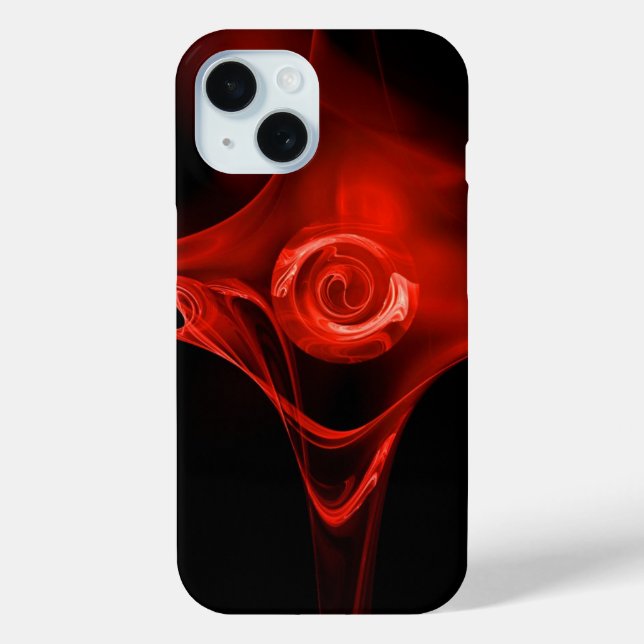 Coques Case-Mate iPhone ROSE FRACTAL, noir rouge (Verso)