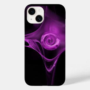 Coque Pour iPhone 14 Rose FRACTAL PURPLE EN NOIR