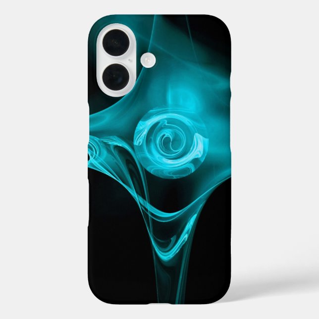 Coques Case-Mate iPhone ROSE FRACTAL, Turquase Bleue Noir (Verso)