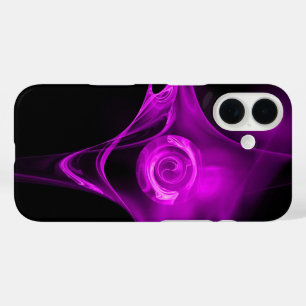 Coque Pour iPhone 16 Rose FRACTAL VIOLET EN NOIR