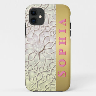 Case-Mate iPhone Case Rose Géométrique Or LOVE Motif de Cœur