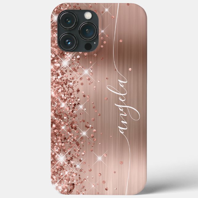 Coques Case-Mate iPhone Rose Glittery Gold Foil Girl Signature (Verso)