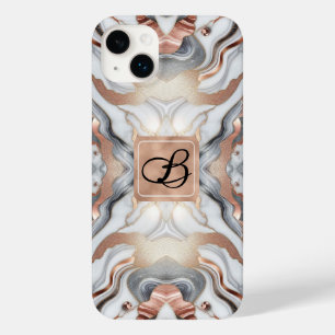 Coque Case-Mate iPhone Rose Gold Argent & Marbre Blanc Féminin 