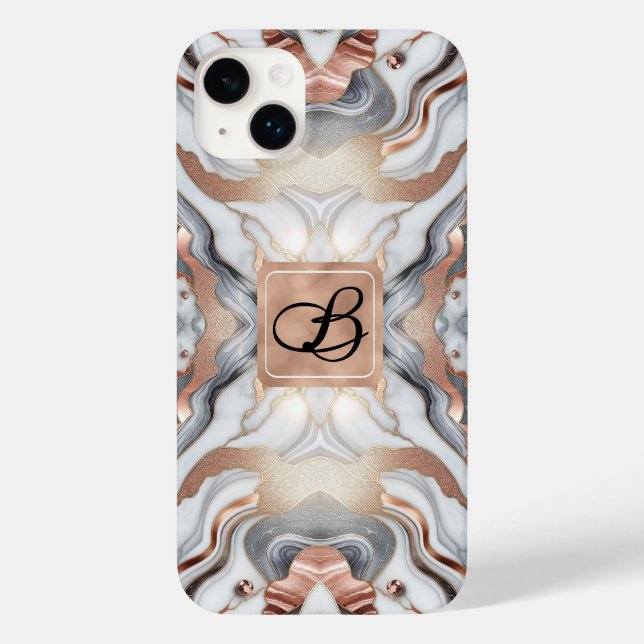 Coques Case-Mate iPhone Rose Gold Argent & Marbre Blanc Féminin  (Verso)