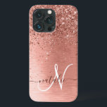 Case-Mate iPhone Case Rose Gold brossé Parties scintillant métallique No<br><div class="desc">Personnalisez facilement ce design branché de boîtier de téléphone chic avec une jolie parties scintillant brillante en or rose sur un arrière - plan métallique brossé en or rose.</div>