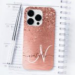 Coque Case-Mate iPhone Rose Gold brossé Parties scintillant métallique No<br><div class="desc">Personnalisez facilement ce design branché de boîtier de téléphone chic avec une jolie parties scintillant brillante en or rose sur un arrière - plan métallique brossé en or rose.</div>