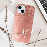 Coque Case-Mate iPhone Rose Gold brossé Parties scintillant métallique No<br><div class="desc">Personnalisez facilement ce design branché de boîtier de téléphone chic avec une jolie parties scintillant brillante en or rose sur un arrière - plan métallique brossé en or rose.</div>
