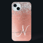Coque Case-Mate iPhone Rose Gold brossé Parties scintillant métallique No<br><div class="desc">Personnalisez facilement ce boîtier de téléphone design chic branché avec une jolie parties scintillant brillante en argent sur un arrière - plan métallique brossé en or rose.</div>