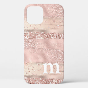 Case-Mate iPhone Case Rose Gold Brush Strokes Parties scintillant Monogr