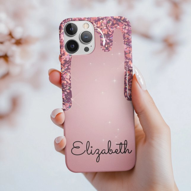 Coques Case-Mate iPhone Rose Gold de Luxe Paillettes qui Coulent (Créateur téléchargé)