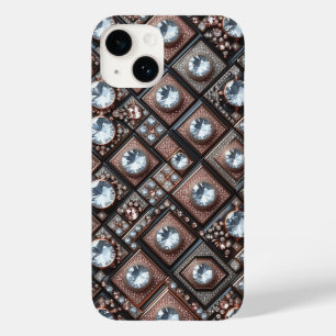 Coque Case-Mate iPhone Rose Gold Élégant et Mosaïque de Diamants Luxe Géo