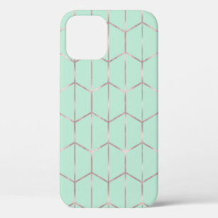 Case-Mate iPhone Case Rose Gold et Menthe Chic Hexagone Géométrique Glam