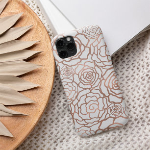 Coque Case-Mate iPhone Rose Gold Faux Foil   Treillis floral blanc