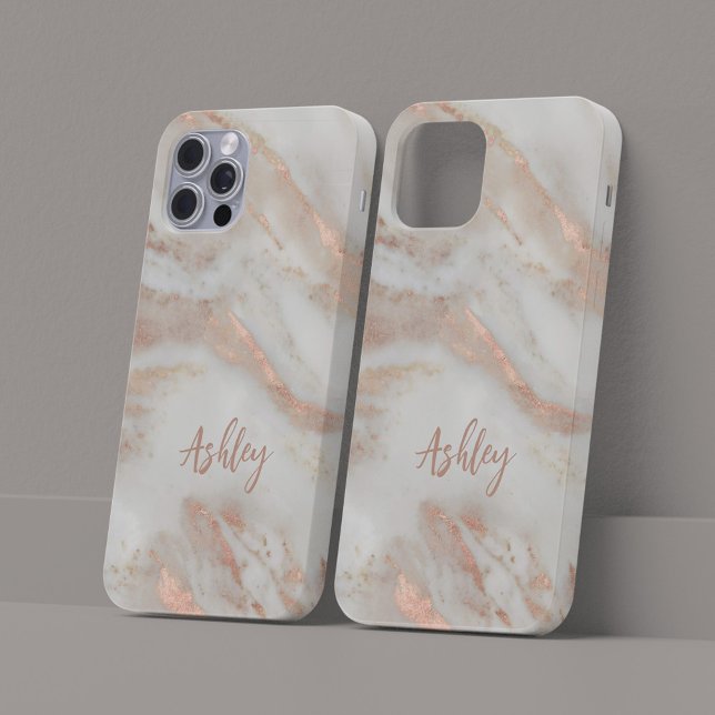 Coques Case-Mate iPhone Rose gold féminin écriture nom moderne (Créateur téléchargé)