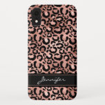 Case-Mate iPhone Case Rose Gold Foil Cheetah Motif - Nom personnalisé<br><div class="desc">Monogrammed Fun and Modern Blush Pink - Rose Gold Foil et Black Cheetah ou Leopard Animal Motif ou Print Smart Phone Case que vous pouvez ajouter votre nom - monogramme à. Veuillez contacter le concepteur si vous souhaitez des articles correspondants supplémentaires.</div>