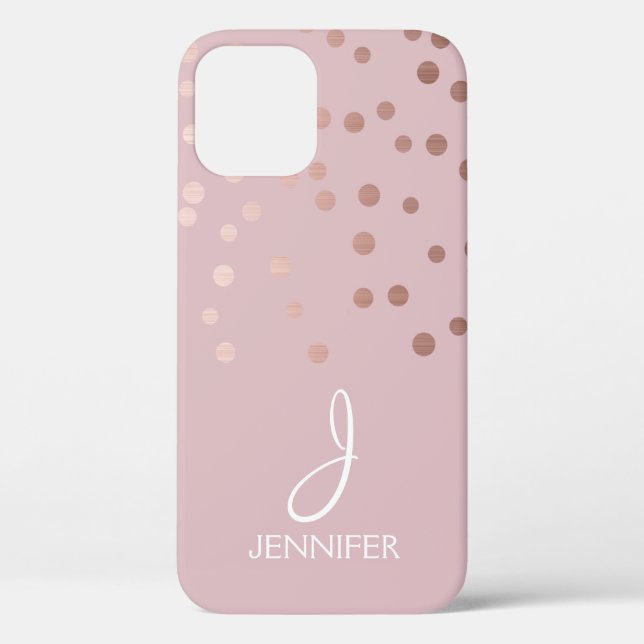Coques Case-Mate iPhone Rose Gold Foil Girl Confetti Monogramme (Verso)