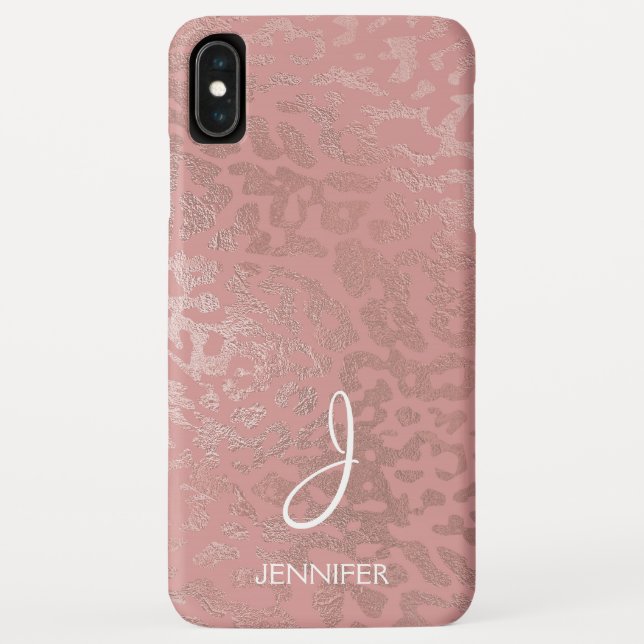 Coques Case-Mate iPhone Rose Gold Foil Motif animal Monogramme (Dos)