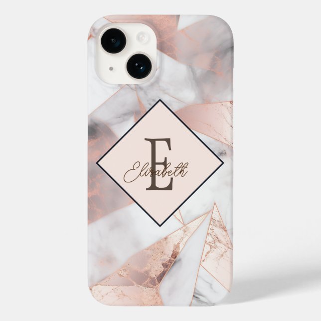 Coques Case-Mate iPhone Rose Gold Géométrique Marbre Tendance (Verso)
