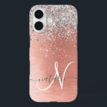 Coque Pour iPhone 16 Rose Gold Jolie fille Parties scintillant argent b<br><div class="desc">Personnalisez facilement ce design branché de boîtier de téléphone chic avec une jolie parties scintillant brillante en argent sur un arrière - plan métallique brossé en or rose.</div>