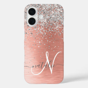 Coque Pour iPhone 16 Rose Gold Jolie fille Parties scintillant argent b