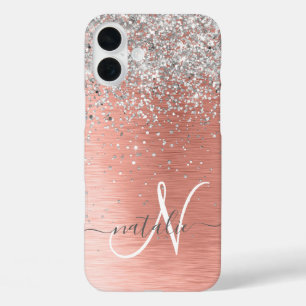 Coque Pour iPhone 16 Plus Rose Gold Jolie fille Parties scintillant argent b