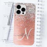 Coque Case-Mate iPhone Rose Gold Jolie fille Parties scintillant argent b<br><div class="desc">Personnalisez facilement ce design branché de boîtier de téléphone chic avec une jolie parties scintillant brillante en argent sur un arrière - plan métallique brossé en or rose.</div>