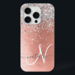 Coque Case-Mate iPhone Rose Gold Jolie fille Parties scintillant argent b<br><div class="desc">Personnalisez facilement ce design branché de boîtier de téléphone chic avec une jolie parties scintillant brillante en argent sur un arrière - plan métallique brossé en or rose.</div>