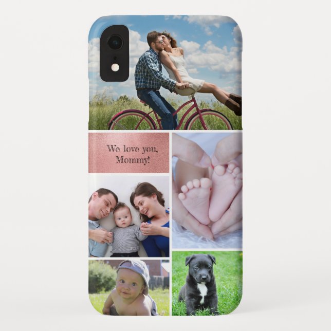 Coques Case-Mate iPhone Rose gold Modern Photo collage Nous vous aimons ma (Dos)