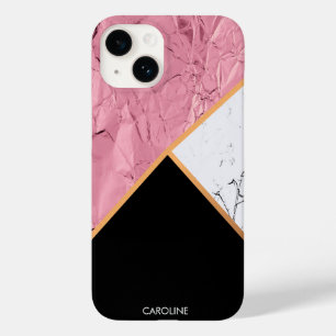 Coque Case-Mate iPhone Rose Gold Noir et Motif Marbre blanc