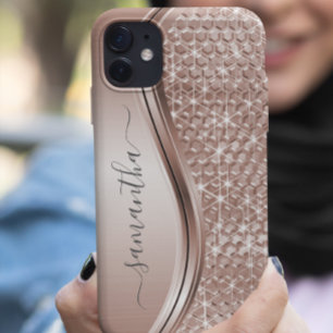 Coque Case-Mate iPhone Rose Gold Nom manuscrit Parties scintillant Sparkl