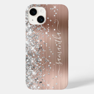 Coque Case-Mate iPhone Rose Gold Pailleté Argent Glamour Féminin Signatur