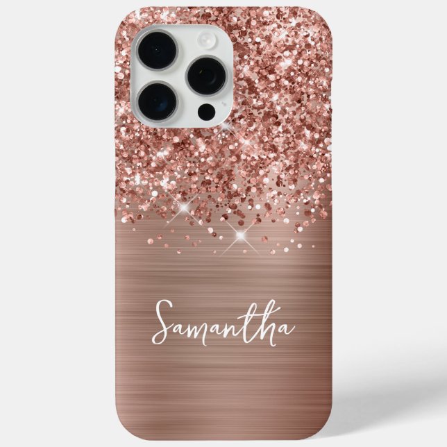 Coques Case-Mate iPhone Rose Gold Pailleté Glam Nom (Verso)