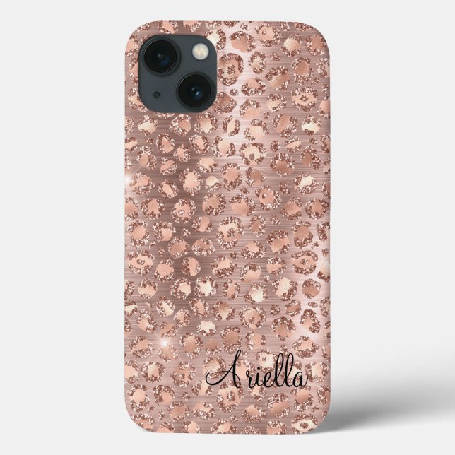 Coques Case-Mate iPhone Rose Gold Pailleté Léopard Chic (Verso)