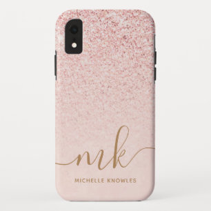 Case-Mate iPhone Case Rose Gold Pailleté Lettres Initiales et Nom de Lux