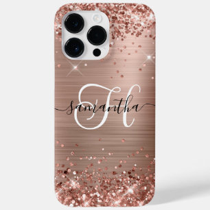 Coque Case-Mate iPhone Rose Gold Pailleté Monogramme Glamour