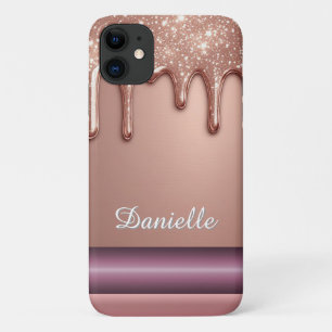 Case-Mate iPhone Case ✨ Rose Gold Paillettres de Liquide Personnalisées 