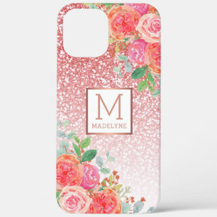 Case-Mate iPhone Case Rose Gold Parties scintillant Aquarelle Floral Nom